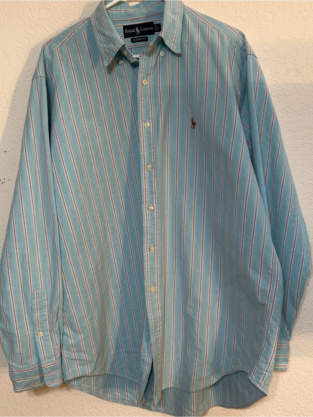 Ralph Lauren Light Blue stripes Button-Down Shirt size L